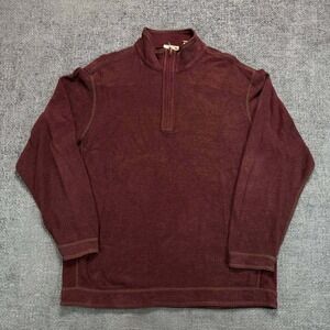 Tommy Bahama Quarter Zip Pullover Mens XL Burgundy 90s vintage Cotton Blend